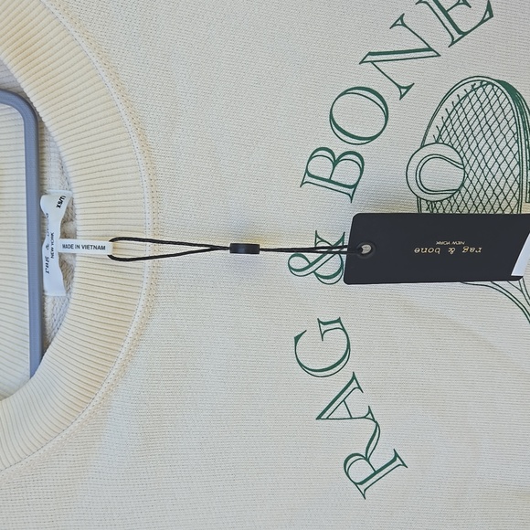 Rag & Bone Rb Raquet Sweatshirt in Ivory Size XS Nwt - Picture 4 of 5